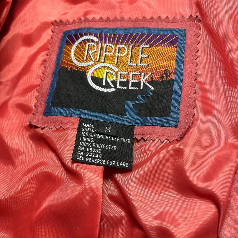 Vintage Cripple Creek Salmon Pink Suede Fringe Western Cowgirl Leather Jacket - Picture 8 of 9